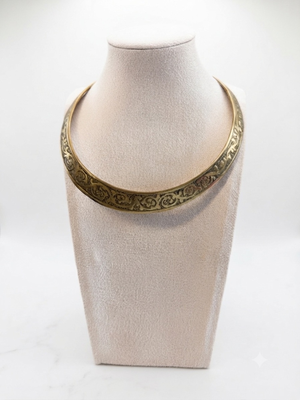 Gold Engraved Collar Necklace - Elegant Women’s Brass Choker